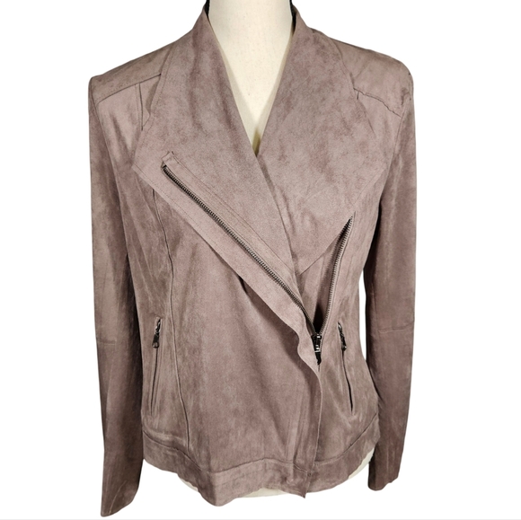 Kut From The Kloth Faux Seude Zip Up Jacket, Grey, Medium - Picture 1 of 16